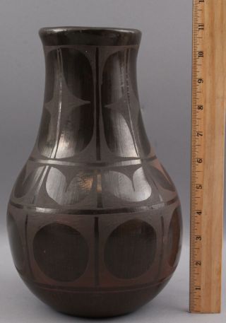 Tall Authentic Rafaelita Aguilar,  Santa Clara Pueblo Black Pottery Vase