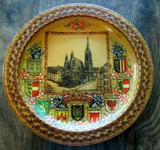 Vintage Ernst Renz Vienna Austria Commemorative Souvenir Etched Wood Plate