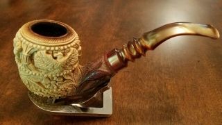 Solid Block Eagle Meerschaum Pipe Carved By Salim In Pristine Wow