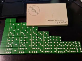 Vintage Green Catalin Bakelite 28 Piece Domino Set By Cardinal Extra Thick