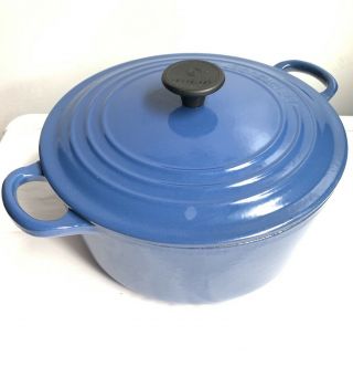 Le Creuset Cast Iron Enamel 3 - 1/2 Quart Dutch Oven Blue Pot No.  22 France