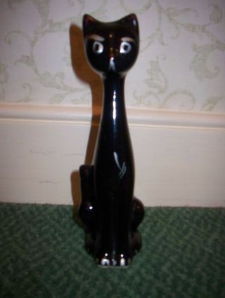 Kitsch,  1950s/1960s Black Ceramic Cat Bud Vase