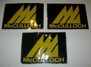 Vintage Mcculloch 3 Large Stickers Decals Chainsaw 6.  75x4.  75 Go Kart Nos