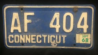 Vintage Connecticut License Plate 1968