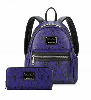 Disney Parks Loungefly Haunted Mansion Backpack & Wallet With Tags