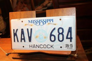 2015 Mississippi License Plate Hancock County Kav 684