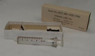 Vintage East Rutherford Usa Glass Syringe Luer Ideal 10cc
