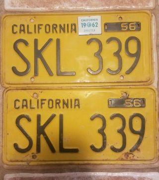 Yellow California License Plates With 1962 Sticker And Others