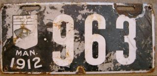 1912 Manitoba Licence Plate