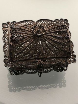 Antique Russian Jewish Sterling Silver Filigree Besamim Box 19th Century