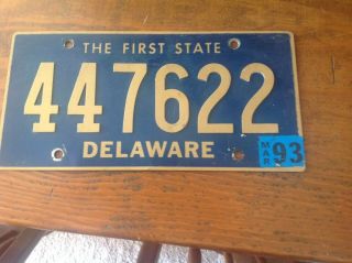 Delaware License Plate Tag 447633 Riveted Numbers For Display Only