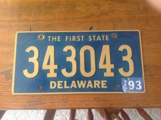 Delaware License Plate 343043 Riveted Numbers For Display Only
