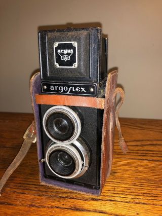 Vintage Antique 1940s Argus Argoflex Twin Lens Reflex Camera 75mm 4.  5