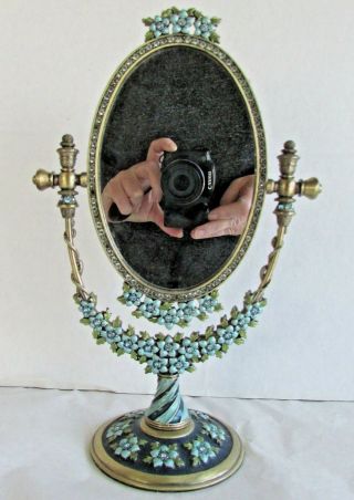 Enamel Jeweled Oval Vanity Mirror - Two 