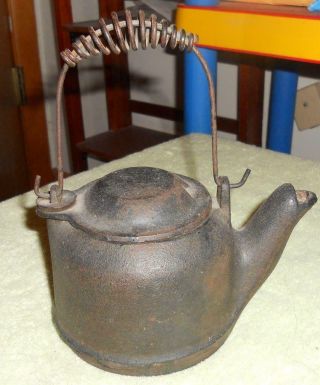 Antique Wagner Ware Cast Iron Tea/water Kettle Pot Black Salesman Sample Toy Kid