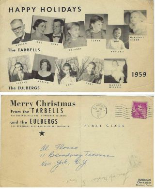 Dr.  Harlan Tarbell Christmas Card - 1959 - Whole Family Photos - To Al Flosso - Fine - Pp