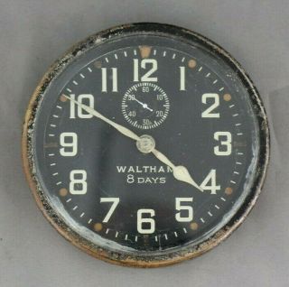 Antique 1920 Waltham 8 Day Car Auto Dash Clock Watch