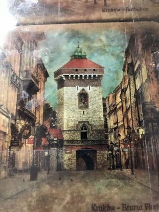 Krakow Poland Souvenir Coasters With Art Renderings Of Famous Sites - Set Of Six