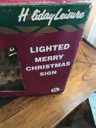 Vintage Holiday Leisure " Merry Christmas " Lighted Sign,  Box