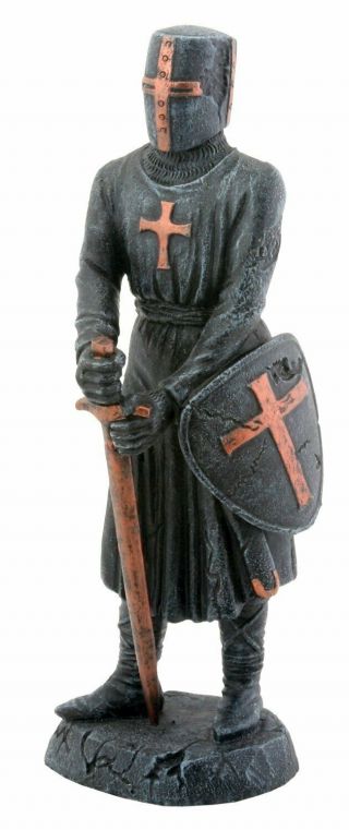 Templar Knight With Sword And Shield Statuette Figurine Medieval Decoration