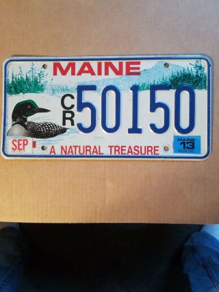 2013 Maine " Loon/a Natural Treasure " Graphic License Plate (cr 50150)