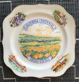 Vintage 1850 - 1950 California Centennial Souvenir Plate California Potters L.  A.