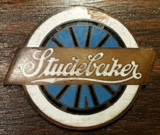 Studebaker Radiator Car Emblem Rare Vintage Enamel Porcelain Sign Badge