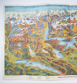 Vintage Color Relief Map Of Central Switzerland And Bernese Oberland Lucerne 2