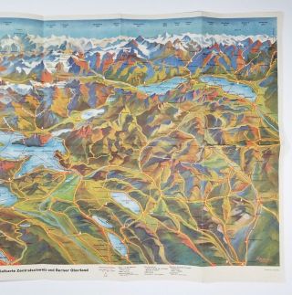 Vintage Color Relief Map Of Central Switzerland And Bernese Oberland Lucerne 3