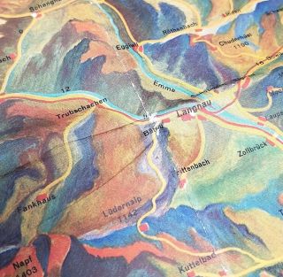 Vintage Color Relief Map Of Central Switzerland And Bernese Oberland Lucerne 5