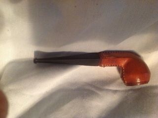 Vintage Longchamp Tobacco Pipe Made In France Leather Covered,  Ready To Smoke