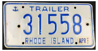Rhode Island 1992 Private Trailer License Plate 31558