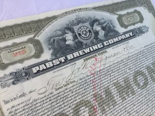 Stock Certificate Pabst Brewing Co 1911 Vf - 203