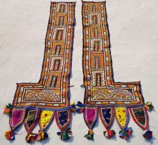 44 " X 14 " Handmade Mirror Embroidery Tribal Ethnic Wall Hanging Decor Tapestry