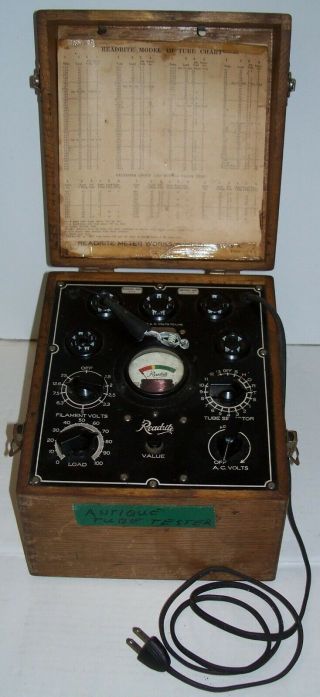 Antique Readrite Model 431 Vacuum Tube Tester,  Wood Case,  Radio Repair,  Steampunk