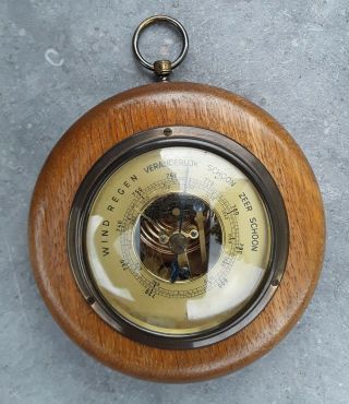 Vintage Aneroid Lufft Precision Barometer,  Made In West Germany Oak/brass - Vgc