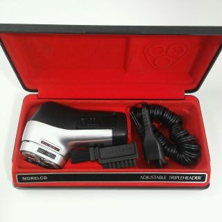 Vintage Norelco Hp 1131 Rotary Razor Electric Shaver With Case And Brush