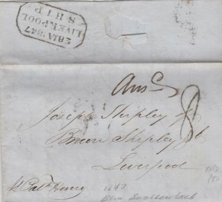 1847 Usa York Ship Voyage Letter Content Loss Of Two Seaman,  Captain Shipley