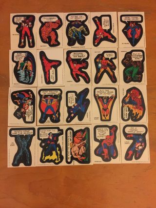 1975 Topps Marvel Comic Book Heroes Complete 40 Stickers Set W 9 Card Checklist