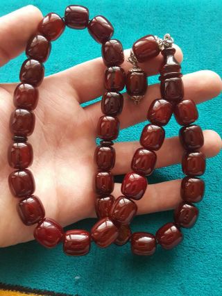 Cherry vintage Faturan rosary Bakelite Islamic Prayer Beads red handmade misbaha 3