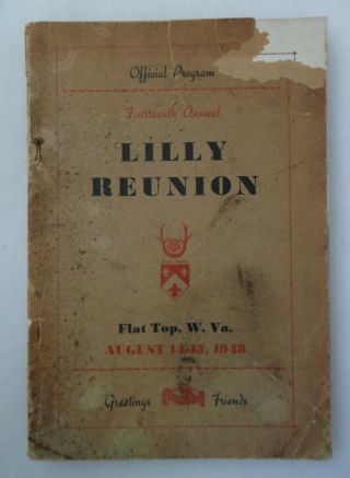 1948 Program Booklet - Lilly Family Reunion - Flat Top West Virginia - Beckley