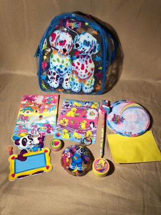 Vintage Lisa Frank Dalmation Clear Backpack With Stationary Stickers Pencil Etc