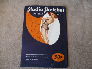 Vintage 1957 Studio Sketches Calendar Pin - Up Girls Women - - S4