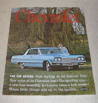 1964 Chevy Chevrolet Advertising Sales Brochure Impala Biscayne Bel Air Models