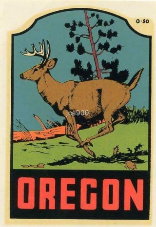 Vintage Oregon State Souvenir Travel Decal Lindgren Turner Waterslide