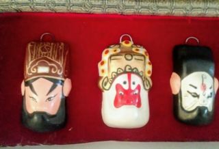 Vtg Chinese Opera Miniature Hand Painted Face Masks set of 6 - Shengxian Nanhuan 2