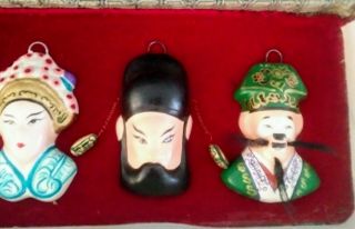 Vtg Chinese Opera Miniature Hand Painted Face Masks set of 6 - Shengxian Nanhuan 4