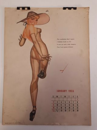 Rare Esquire 1955 Pinup Calendar Set Of 12 Months/pages -