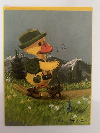 Vintage 1968 Suzy’szoo “mountain Hiker Chick”unused Blank Greeting Card Envelope