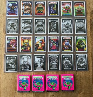 2019 Sdcc Gpk Complete 24 Card Set Garbage Pail Kids Universal Monsters 4 Wrap.